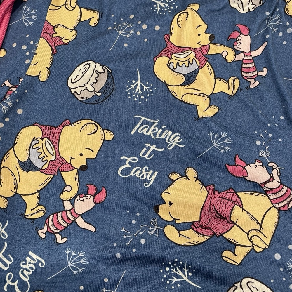Disney Winnie the Pooh Piglet BLUE PINK pajama pants Joggers Small 4 6 Cozy Warm